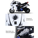 Moto Elettrica per Bambini 6V Kidfun Bianca con Effetto Fumo