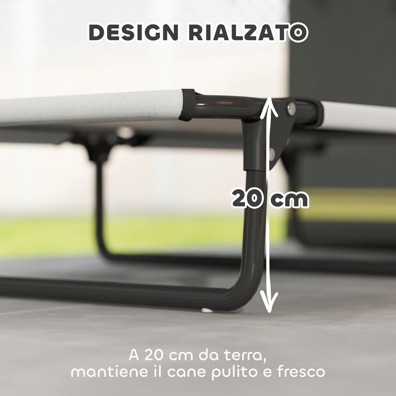 Letto per Cani Grandi Pieghevole 107x61x20 cm da Interno ed Esterno con Tessuto a Rete Grigio Chiaro  