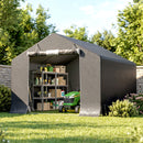 Garage Moto per Esterno Portaoggetti 3x3 m con Porta e Prese d'Aria Avvolgibili in PE Impermeabile Grigio Scuro      