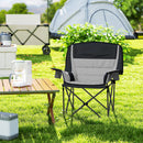 Sedia da Campeggio Pieghevole 99x71x103 cm con 2 Portabicchieri e Tasche Laterali Grigio e Nero   