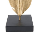 Scultura Foglia con Portacandele Glam 10x10x30 cm in Ferro Oro e Nero