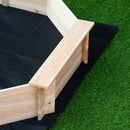 Sabbiera per Bambini 139,5x139,5x21,5cm con 4 Sedute Angolari e Copertura in Legno di Abete  
