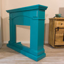 Camino Elettrico da Pavimento 113,7x102,2x28,2 cm Effetto Fiamma 1500W Sined Cetona Turchese