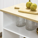 Isola da Cucina con Piano a Ribalta 116x79,5x91 cm in MDF Bianco e Legno Naturale
