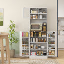 Credenza Moderna Dispensa da Cucina Porta Microonde 60x35x169 cm Armadietto con Portaspezie Bianco  