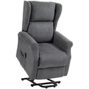 Poltrona Reclinabile Alzapersona 74x94x111 cm con Telecomando in Tessuto Effetto Lino Grigio Scuro 