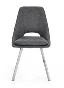 Set 2 Sedie 45x49,5x85 cm Kashar in Tessuto Grigio Scuro