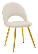 Set 2 Sedie Imbottite 52x48x78 cm in Tessuto Velluto Flex Crema e Oro