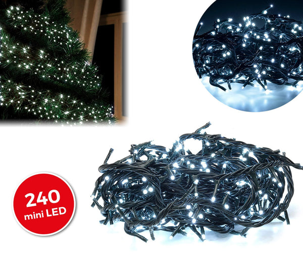 Weihnachtliche Mini-Glühwürmchen 240 weiße LEDs 8 Lichtspiele 11,56 Meter acquista