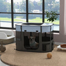 Box per Animali con 7 Finestre 3 Porte e 2 Borse Portaoggetti 84x64x53 cm in Poliestere e Acciaio 