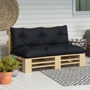 Set 2 Cuscini da Giardino per Divani e Pallet in Poliestere con Imbottitura Spessa Nero