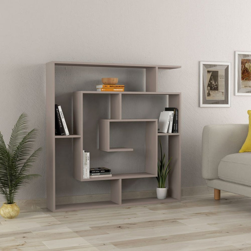 Libreria Moderna 129x125x22 cm in MDF Labirent Light Mocha