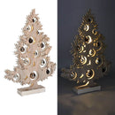 Albero di Natale in Legno 50 cm con Led e Palline Sbiancato