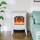 Camino Elettrico da Terra 1000W-2000W con Effetto Fiamma Regolabile 39x23x56,5 cm Bianco      