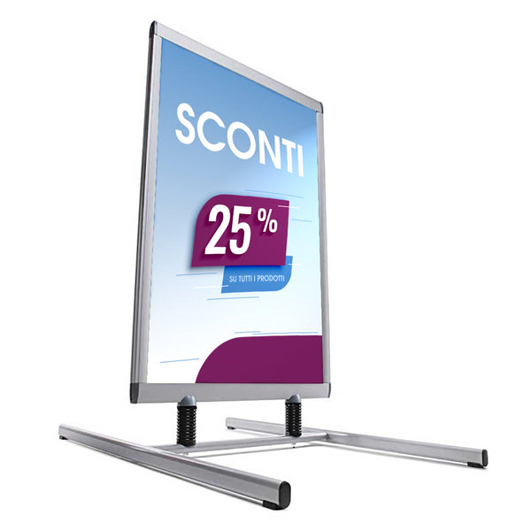 acquista Espositore Pubblicitario Biffaciale 62,4X112X96 cm in Alluminio da Esterno Antivento Silver