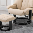Poltrona Relax Reclinabile 76x80x102 cm Massaggiante con Pouf Poggiapiedi e Telecomando Struttura in Legno Crema      