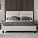Letto Matrimoniale con Alzata Comoda Imbottito in Similpelle Nandy Bianco Varie Misure