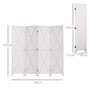 Paravento Separè 4 Ante per Interni 182x170 cm in Legno Bianco 