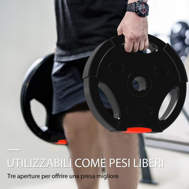 Set di 4 Dischi Pesi per Bilanciere totale 30KG - 2x5kg e 2x10kg     