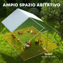 Recinto per Galline da 10 mq 300x340x190 cm per 10-15 Galline con Tetto Impermeabile in Acciaio e Tessuto Argento 