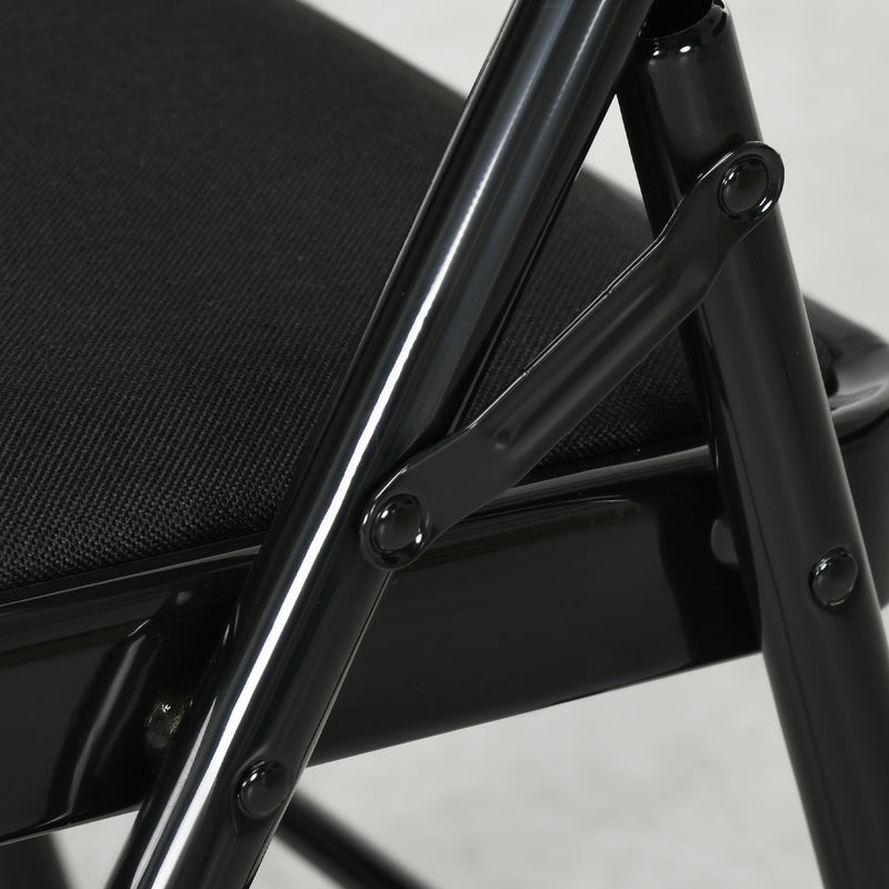 Set 4 Sedie Pieghevoli con Seduta Imbottita e Struttura in Acciaio Nero  
