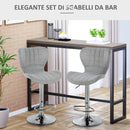 Set 2 Sgabelli da Cucina da Bar Girevoli con Altezza Regolabile in Tessuto Grigio   