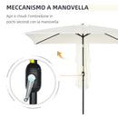 Ombrellone Rettangolare 2x3 m Pieghevole e Regolabile in Alluminio e Poliestere Bianco Crema   