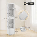 Scaffale Libreria 30x24x158 cm a 4 Ripiani Aperti con Armadietto e Cassetto in Legno Bianco      