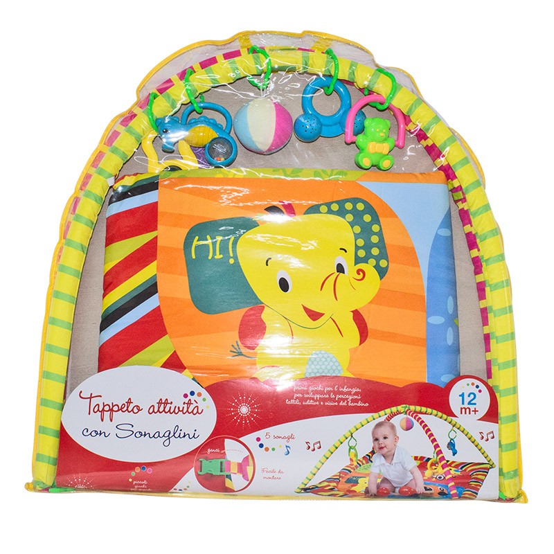 Tappeto attività per Bambini 83x83 cm con 5 sonaglini gioco bambi