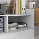 Mobile Archivio da Ufficio 76L x 40P x 75,5A cm con Ruote e Ripiano Aperto Ampio Cassetto in Trcuciolato Bianco      