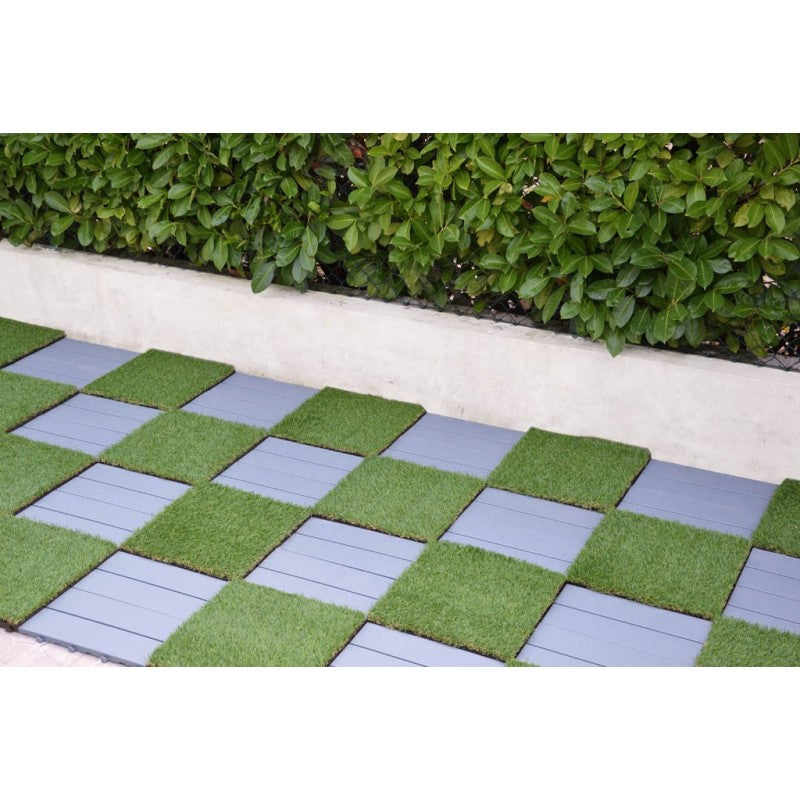 Set 12 Greenplate Piastrelle Modulari in Plastica con Erba Sintetica 37,7 x 37,7 cm