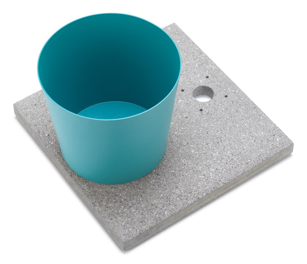 sconto Base con Vaschetta per Fontane con Ghiera Piccola 40x40x5 cm in Cemento Belfer 42/BSE/4 Turchese