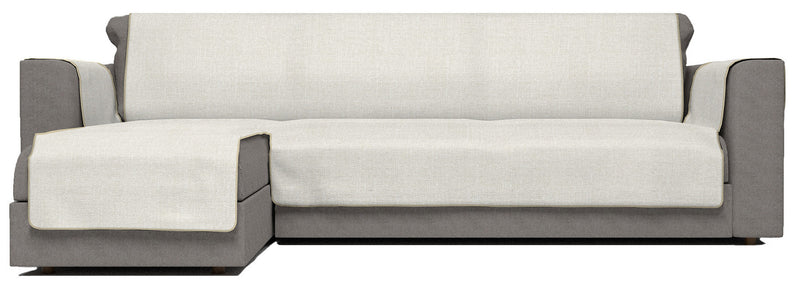 Copridivano in Poliestere con Penisola Sinistra Panna Varie Misure