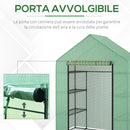 Serra da Giardino con Scaffali e Tetto a Spiovente in PE 143x73x195 cm 