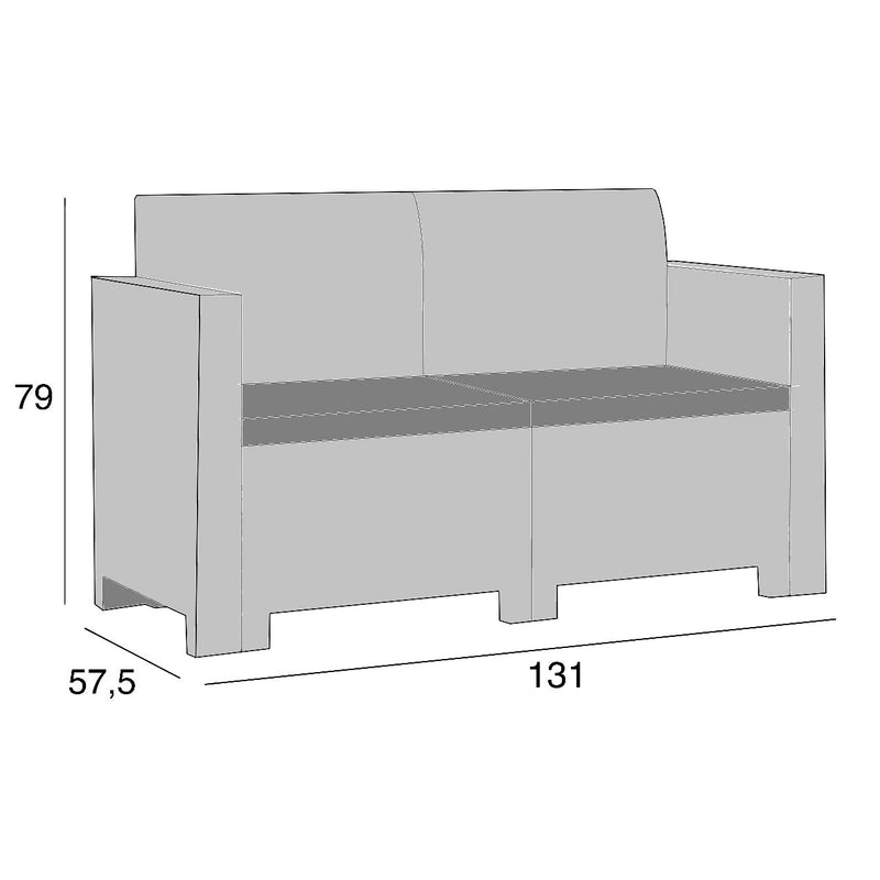 Set da Giardino Divano Poltrone e Tavolino in Polipropilene Bianco