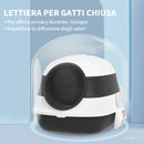 Lettiera Chiusa per Gatti 52x41x38 cm Design Pieghevole con Coperchio Bianca e Nera  