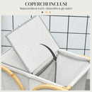 Cesto Portabiancheria 2 Sezioni con Coperchio 55x40x62 cm in Bambù e Poliestere Grigio 