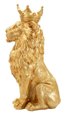 Decorazione Re Leone Shant 30x42x74 cm in Resina Oro      