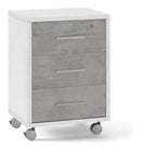 Cassettiera 3 Cassetti su Ruote 51x71x41 cm Ossido Bianco/Cemento
