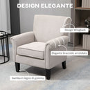 Poltrona d'Arredo in Stile Nordico con Braccioli 79x78x87 cm in Legno e Poliestere Grigio e Marrone