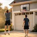 Canestro Basket Esterno a Parete 113x73 cm Cerchio Ø45 cm e Rete in Acciaio e Policarbonato Nero      