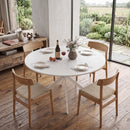 Tavolo da Pranzo Rotondo Stile Industriale Ø120x75 cm con Piano in Truciolare e Gambe a Croce in Acciaio Bianco      
