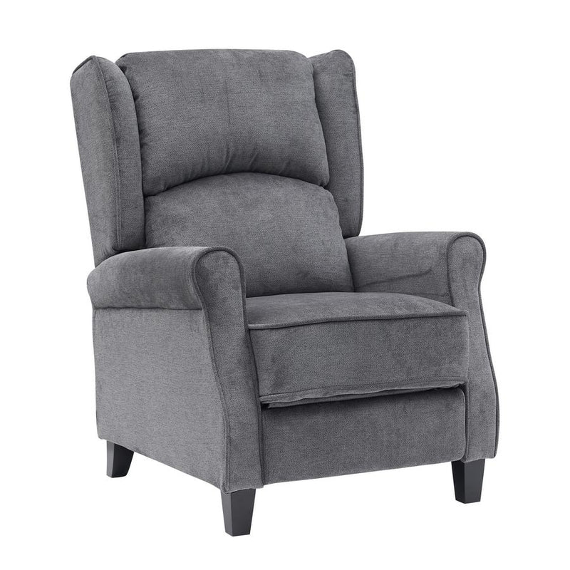 Poltrona Relax Reclinabile 76,5x73x47 cm Push Back in Tessuto Grigio