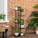 Scaletta Portavasi a 5 Livelli per Interni ed Esterni 40x22x113 cm in MDF e Acciaio Nero