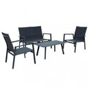 Set Salotto da Giardino Divano 2 Poltrone e Tavolino in Alluminio Antracite