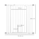 Cancellino per Cani Regolabile 74-101x104 cm con Porta Piccola e Chiusura Automatica in Acciaio Bianco      
