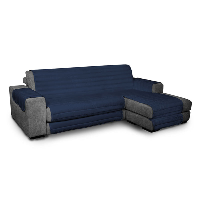 Copridivano Trapuntato in Microfibra con Penisola Destra Blu Scuro