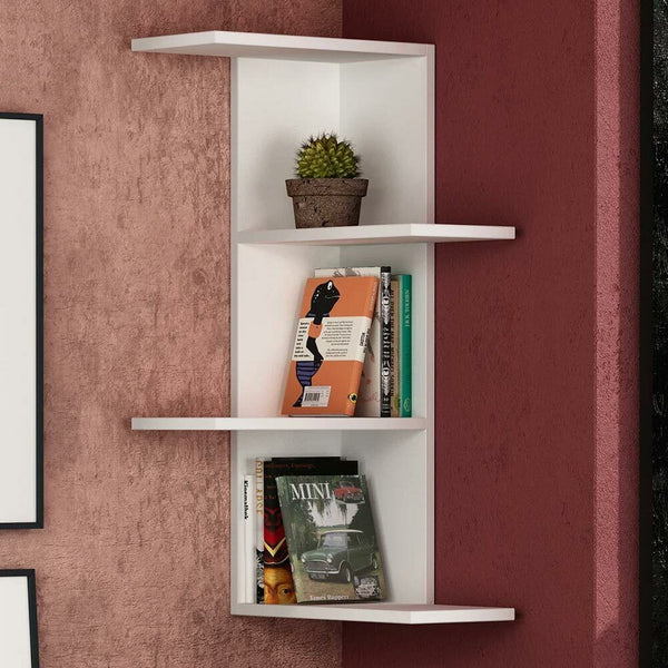 Libreria Scaffale 42x42x85 cm 4 Ripiani da Parete Angolare in MDF Bianco prezzo