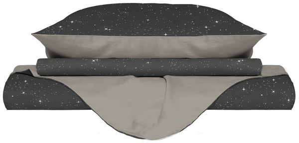 Bettbezug mit Kissenbezügen, bedruckt in Mikrofaser-Sternen, Grau, verschiedene Größen online