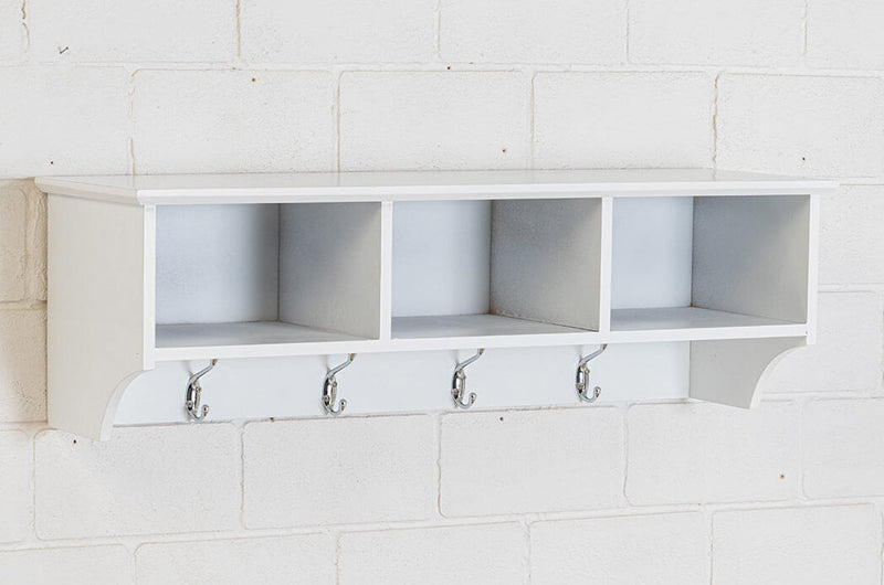Mensola Appendiabiti in Legno 79x25x25 cm Cortina Bianco